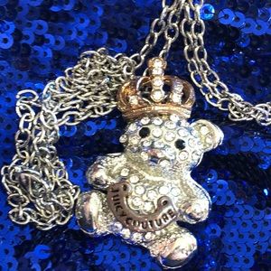 Juicy Couture Crown Teddy Bear Rhinestone Necklace